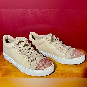 Skechers Street Los Angeles Rhinestone Sneakers Shoes Pink Rose Gold Size 8